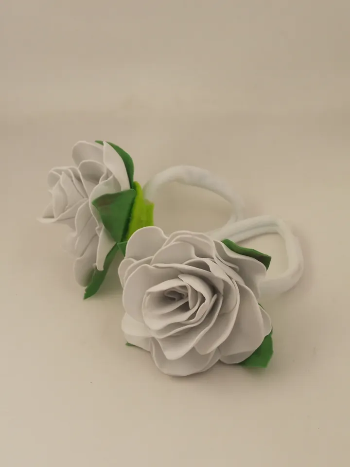 Handmade hair bands with white roses/children's hair accessories/girls hair decoration/hair jewellery/ gifts for her