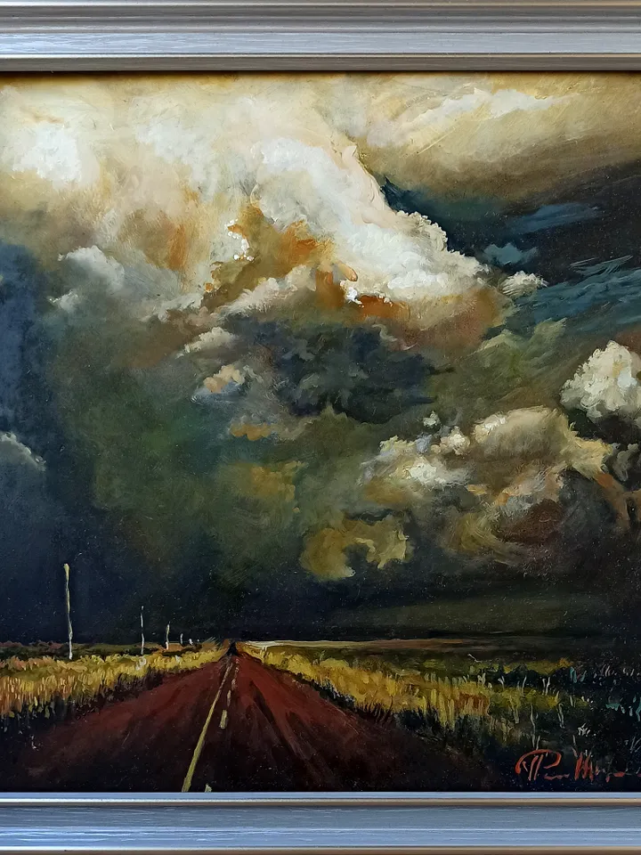 «Before The Storm», landscape, oil painting, approx.12x12"