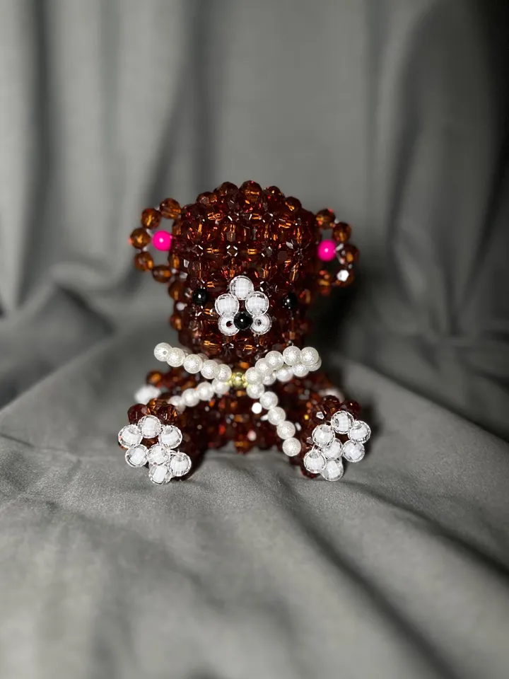Beaded Cherry Keychain with Metal Chain – Stylish Bag or Key Accessory