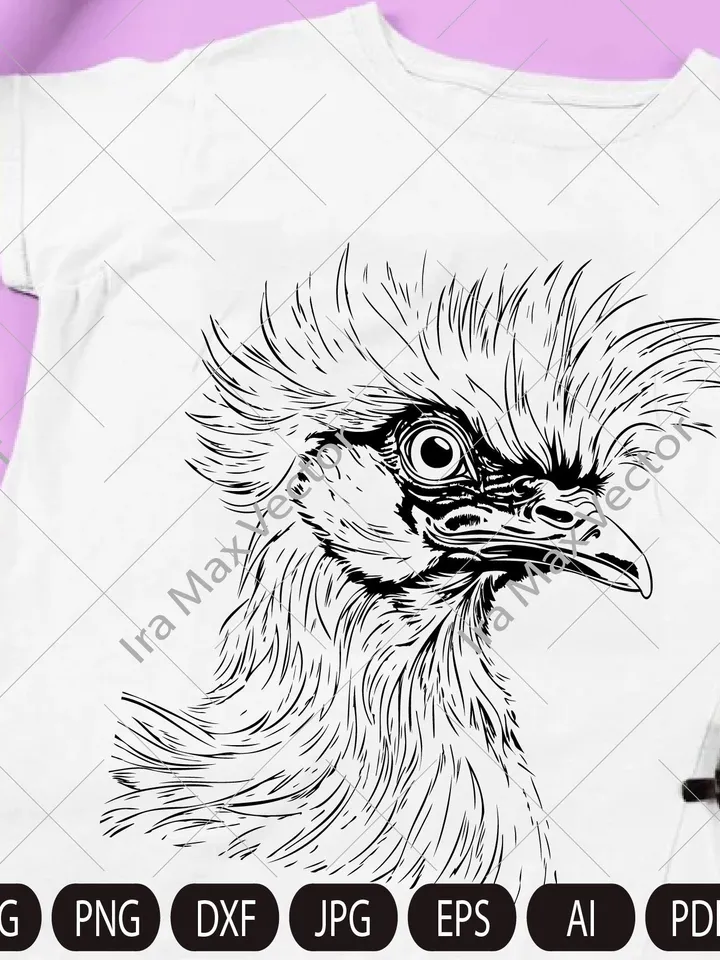 Silkie hen svg, Silkie hen head svg, Silkie hen face svg, Silk rooster, Silkie bird, FUNNY SILKIE HEN Digital image, animal, bird, hen, cock