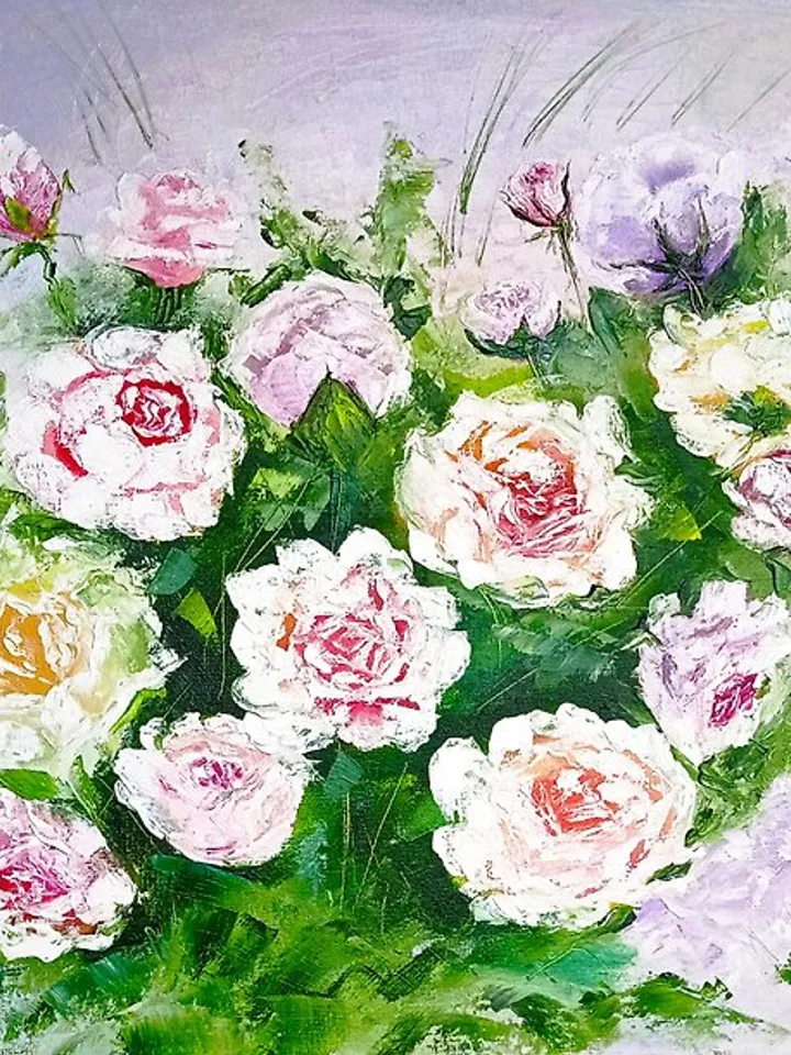 Peonies, Pink flowers, Original painting, Oil art, Original painting 40x50 cm