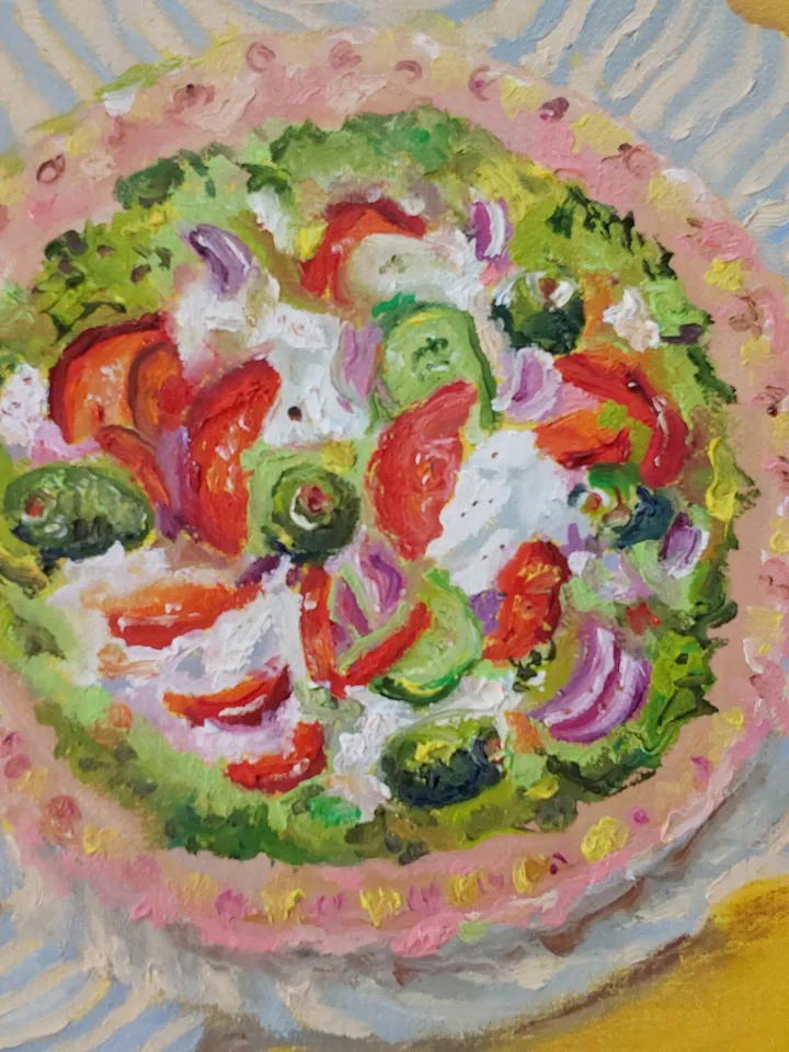 "Picnic on a summer day" Still life.Oil painting on canvas 35x25cm (14x10inch)