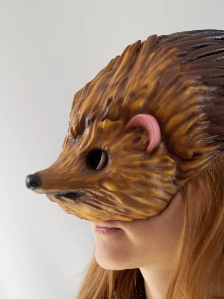 Hedgehog Mask Full Fase, Muzzle Mask, Realistic Animal Mask for Halloween or Cosplay, Kids Mask