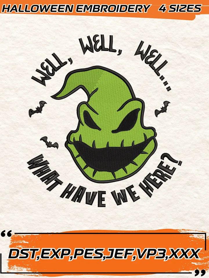 Oogie Boogie Man Face Embroidery Designs,Halloween Embroidery Design, 4 Sizes , Digital Download