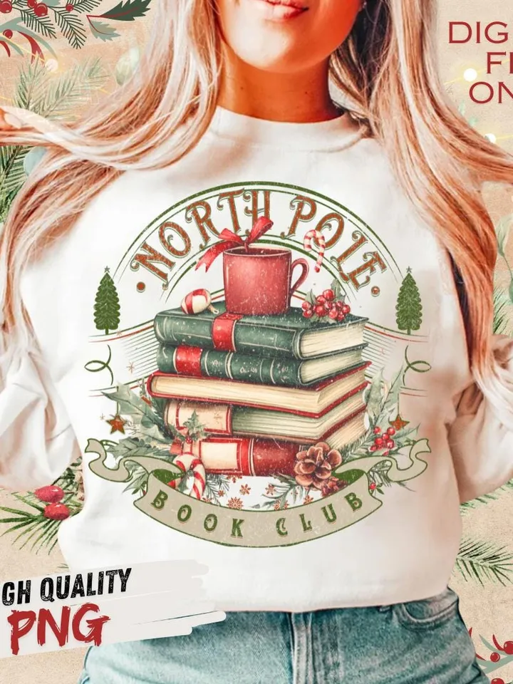 All Booked for Christmas Png, Christmas Books Png, Book Lovers Png, Christmas Teacher Png, Librarian Gift Png, North Pole Readers Png