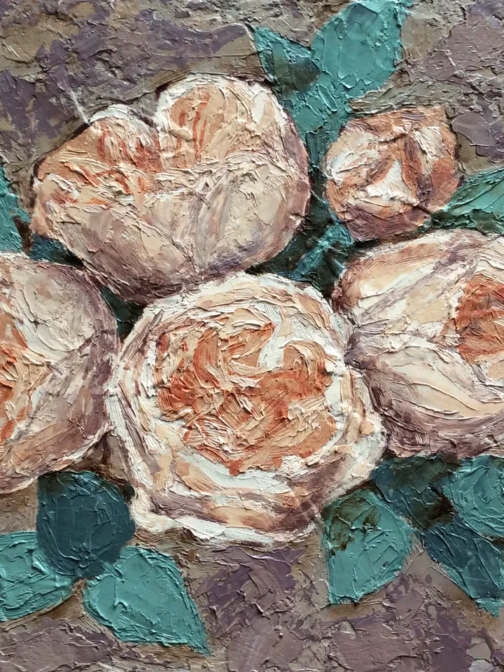 "Roses" oil small impasto painting flower stilllife original wall art picture artwork floral