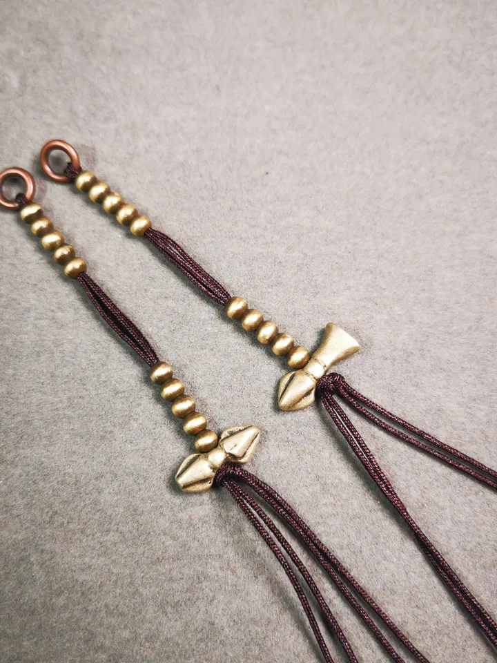 Gandhanra Handmade Tibetan Buddhist Mala Counters,Prayer Bead Counters,with Vajra and Bell Pendant,Made of Brass,Small Size 4mm