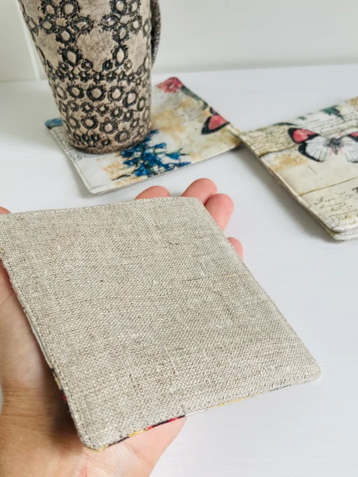 Coasters with Botany Set of 4 Linen-cotton coasters 4.5'' x 4.5''