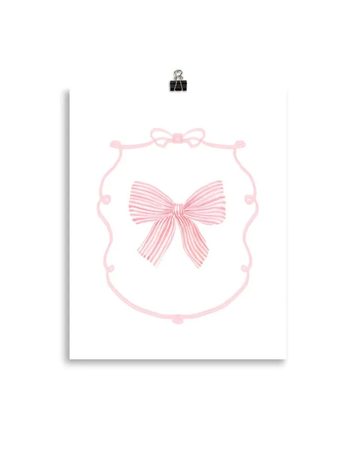 Pink Bow Set Of 4 Watercolor Digital Download, Nursery Decor, Girls Room Print, Baby Bow Art, Watercolor Bow Art, Girls Birthday Gift