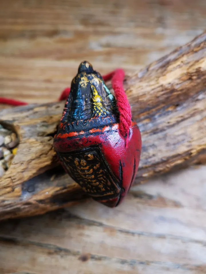 Gandhanra Old Tibetan Niang La Tsa Tsa Statue,Stupa Amulet,Pagoda Pendant,with Scorpion Stamp,Large Size 65mm,50 Years Old