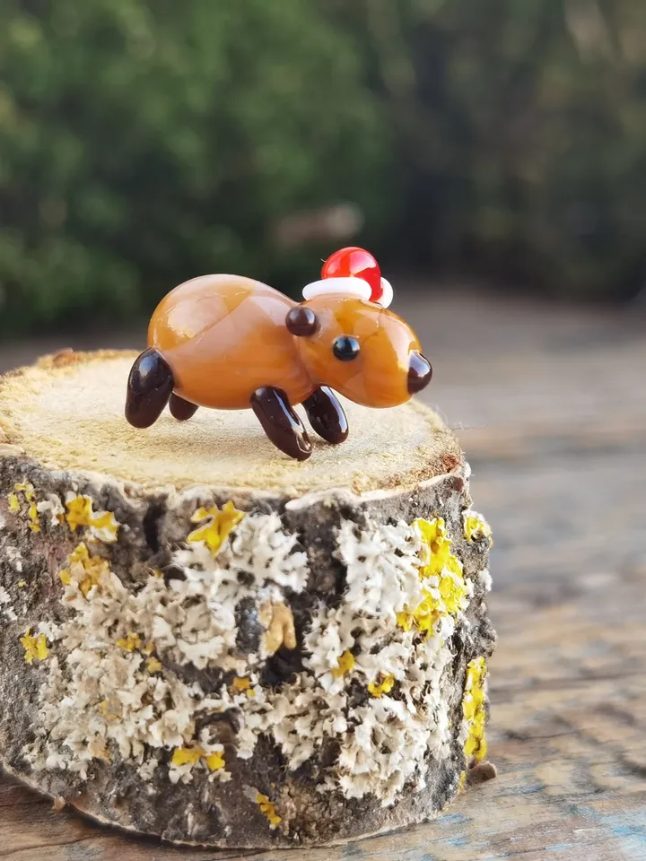 GLASS FIGURINES Capybara figurine Glass Capybara Miniature Capybara tiny Capybara Tiny glass animals Terrarium Dollhouse miniature