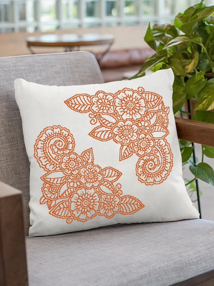 Flower mandala cross stitch pattern download PDF Flower corner cross stitch chart, Floral mandala pattern digital PDF, Flower ornament #M37