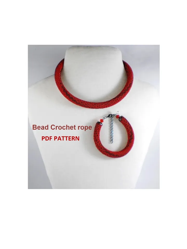 Bead crochet rope pattern for beading necklace and bracelet, DIY, Instant Download, PDF fail