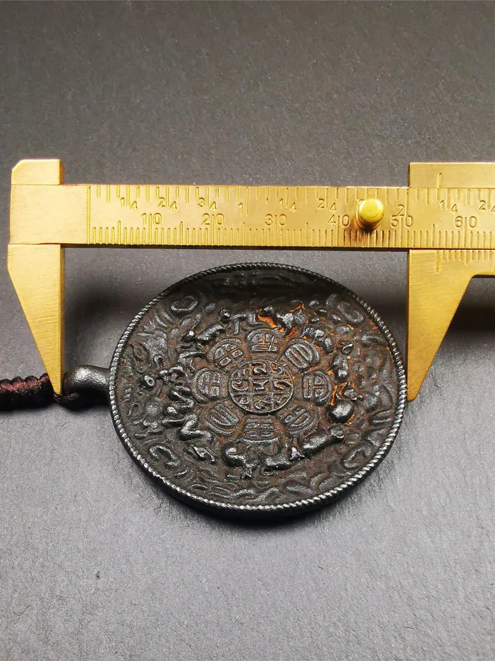 Gandhanra Vintage Tibetan Buddhist Amulet,Calendar Badge,Melong Mirror, SIPAHO Pendant(srid pa ho),Made of Thokcha,40 Years Old