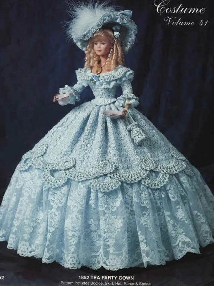 Barbie Dress Crochet Pattern Vintage for Dolls 11-1/2" Digital Download PDF