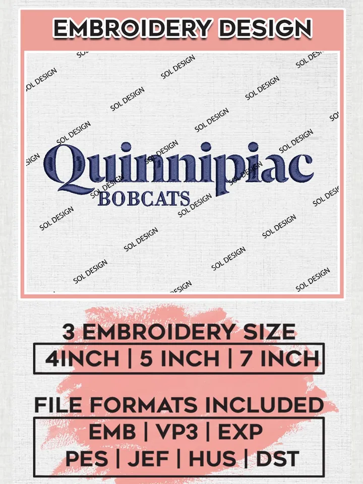 NCAA Quinnipiac Bobcats Football Team Wordmark Logo Embroidery Design Files, NCAA Quinnipiac Bobcats Machine Embroidery, NCAA Teams, Game Day, 3 sizes, NCAA Machine embroidery designs, Digital Download