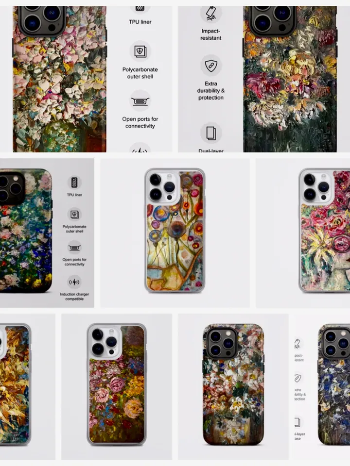 Flower garden Klimt inspired Tough iPhone case made with my original pastel artwork
