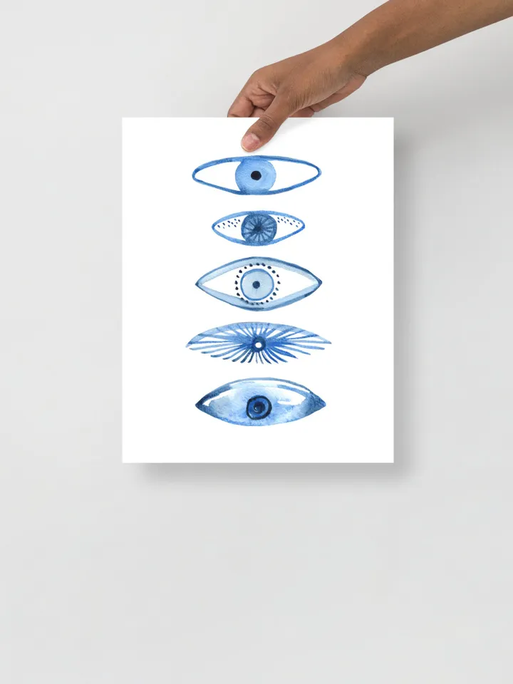Evil Eye Print Blue Evil Eye Nazar Poster Evil Eye Wall Decor Abstract Eye Drawing Boho Eye Art Print Turkish Evil Eye Art Poster Best Gift