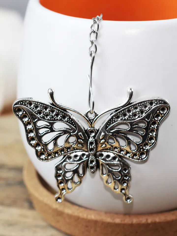 Butterfly tea ball infuser for herbal tea, Tea infuser charm, Tea Strainer insect pendant, loose leaf tea lover gift