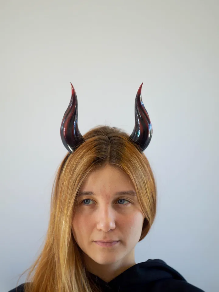 Small Devil Horns, Lightweight 3d Printed Headset Accessories, Realistic Fantasy Cosplay Red Demon Horns Headband for Halloween, Photoshoot