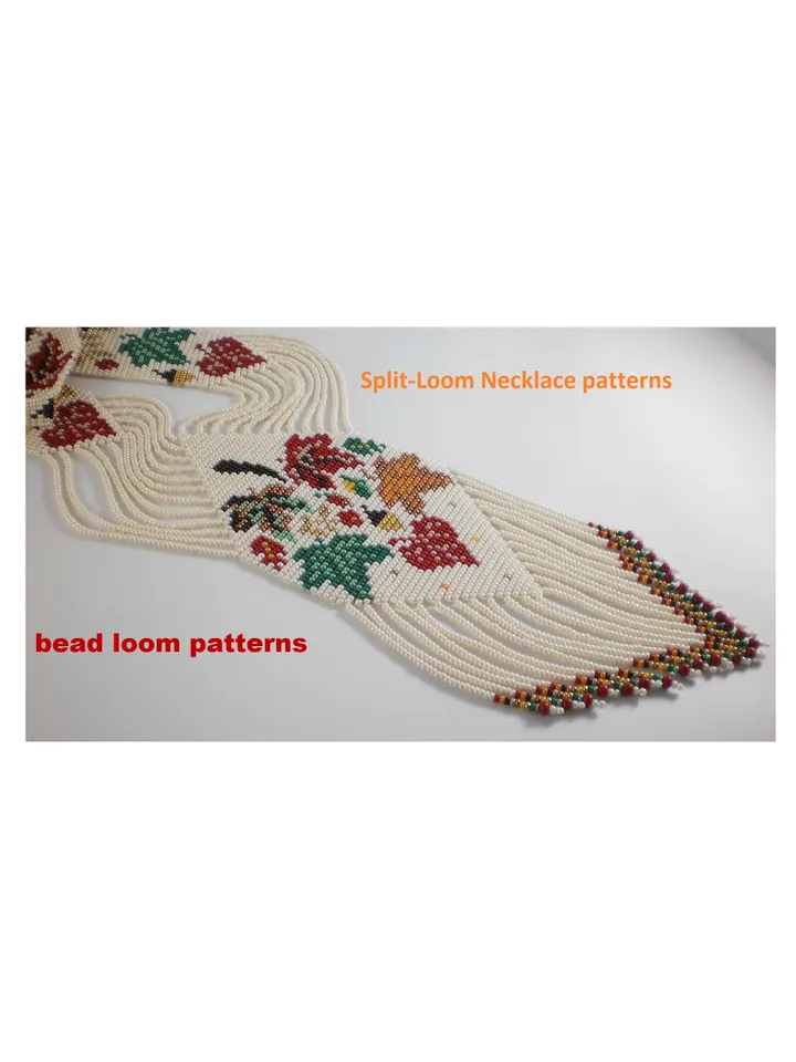 Bead loom patterns, schemes for a Gerdan-Split-Loom Necklace, Beading Loom only Pattern, Instant Download, PDF