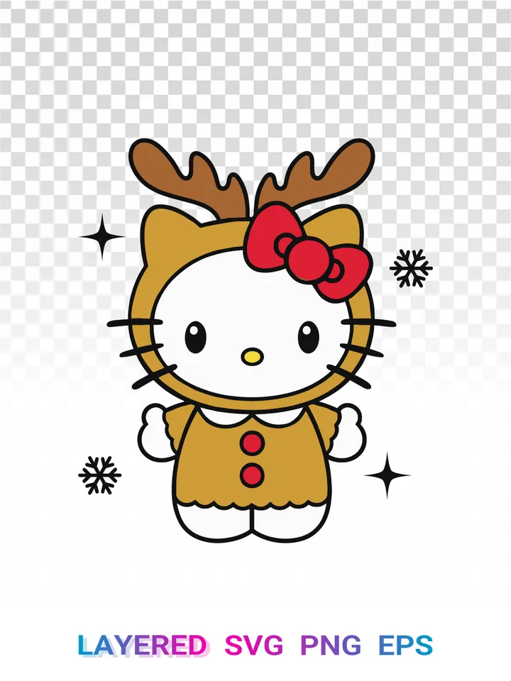 Hello Kitty Reindeer PNG, Christmas SVG, Sanrio Clipart 🎄