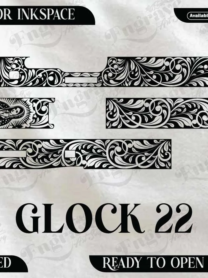 Glock 22 Scroll Design,lasercut,laserengraving,fiberlaser,engravingfiles