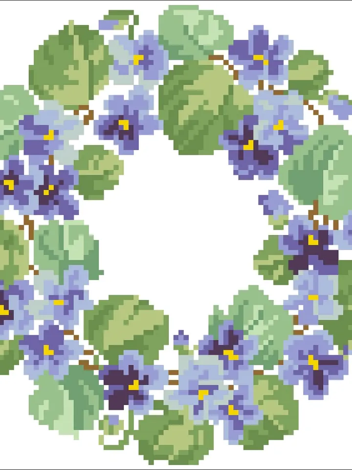 Antique Cross Stitch Pattern Flower Crown Antique Wreath Digital Download PDF