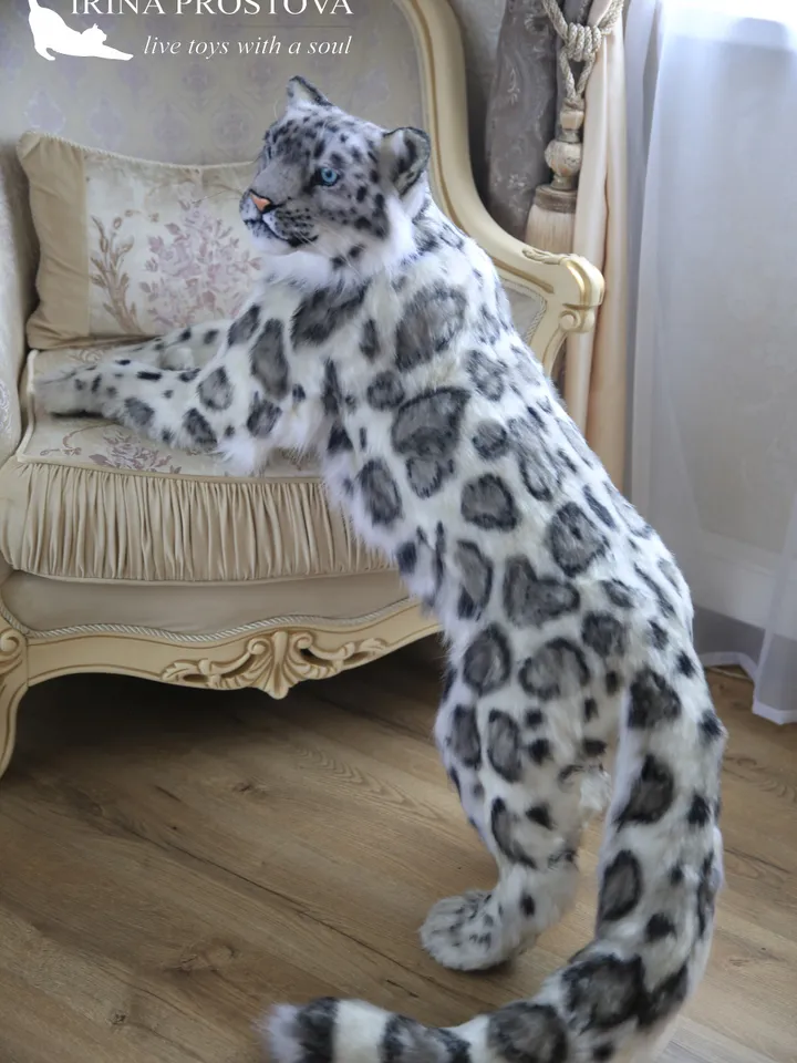 Snow leopard Irbis plush animals. Ooak toy. Snow leopard stuffed toy