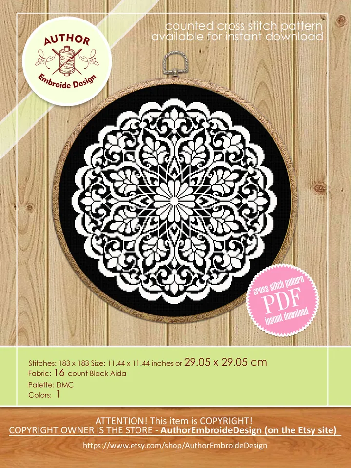 Flower mandala set cross stitch pattern download pdf Floral cross stitch chart Modern beginner stitch Floral mandala digital Home decor #S63