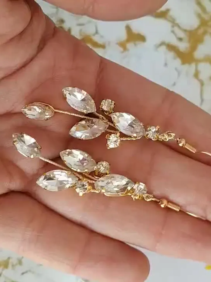 Silver | Rose Gold Bridal Cuff, Crystal Wedding Cuff, Crystal Bridal Bracelet, Rhinestone Cuff Bracelet, Vintage Wedding Jewelry Jewellery