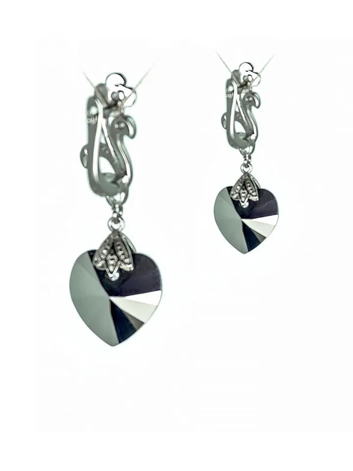 Earrings Lilac Hearts with Swarovski crystals