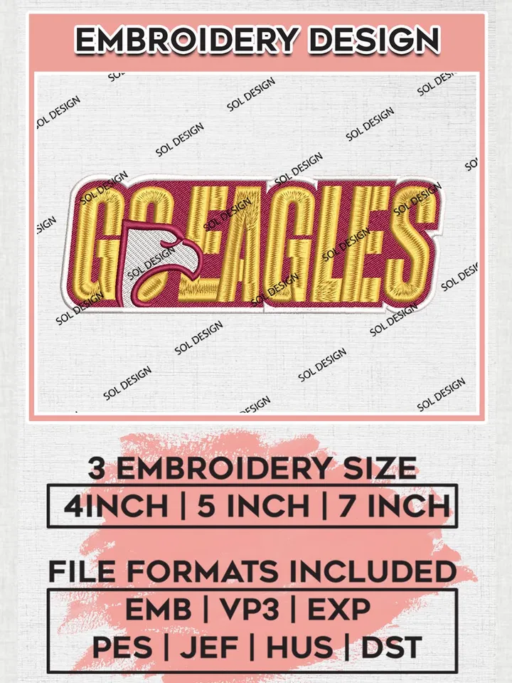 NCAA Go Eagles Logo Machine Embroidery Design, NCAA Winthrop Eagles Team Design Design files, NCAA Team Embroidery Designs, NCAA Machine Embroidery Designs, Digital Download