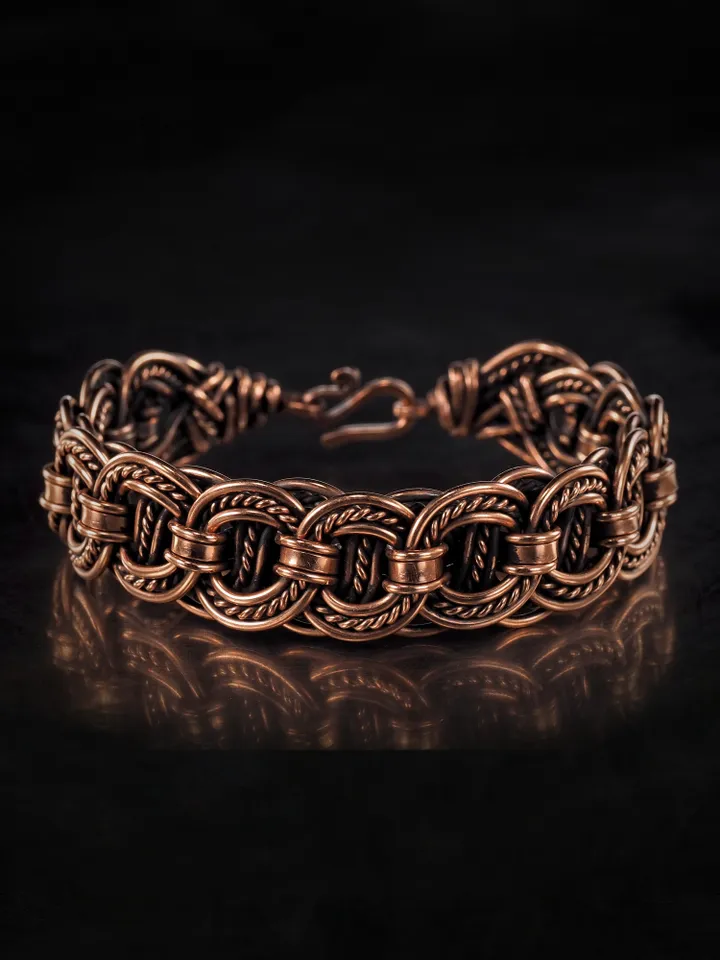 Woven copper wire bracelet Antique style handcrafted copper jewelry Unique gift