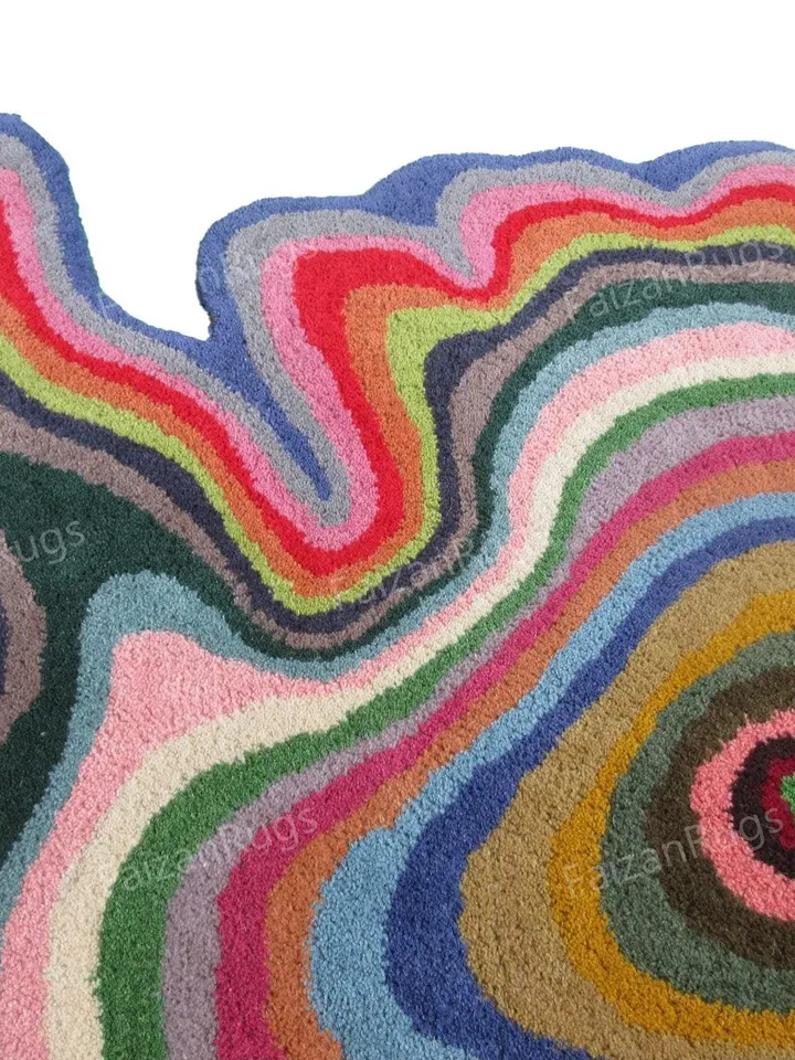 Multi Color | Irregular Shaped Hand-Tufted Vibrant Colors Wool Rug | Handmade Area Rug for Home, Bedroom, Living Room, Kids Room, Custom Rug