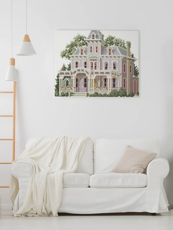 Vintage Cross Stitch Pattern Victorian House Counted Digital Download PDF