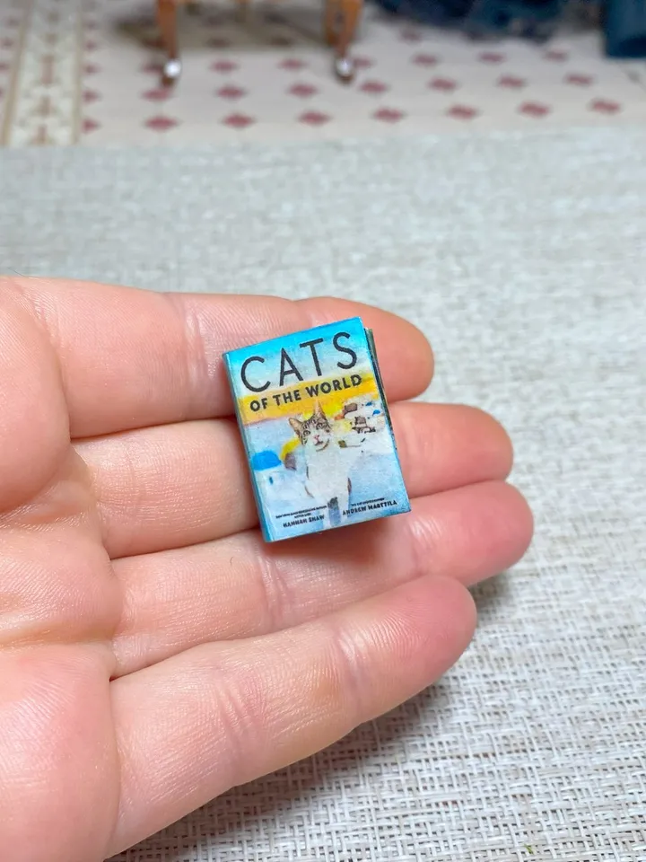 Book for a dollhouse. 1:12. Book about cats. Handmade.