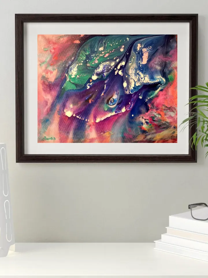 Sea Art Original Oil Painting Abstract Ocean Stingray Fish Underwater Artist Svinar Oksana