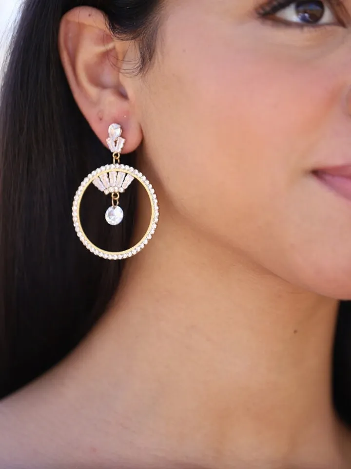 Art Deco Hoop Wedding Earrings, Swarovski Bridal Earrings, Bridesmaid Gift, Boho Wedding Earrings, Boho Wedding Earrings, Vintage Jewelry