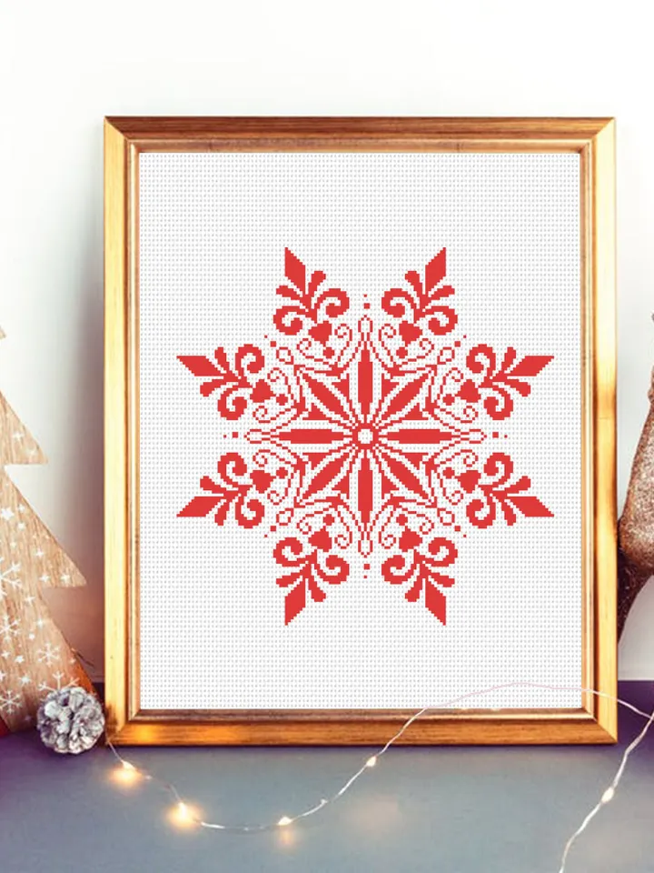 Mandala snowflake cross stitch pattern PDF download Christmas cross stitch chart, Snowflake mandala pattern digital PDF, Home decor #M240
