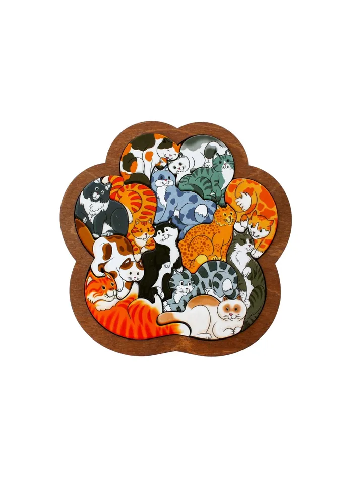 Wooden Puzzle - Cats, Toddler Toys Age 3 4 5 6 year, Wood Montessori animals