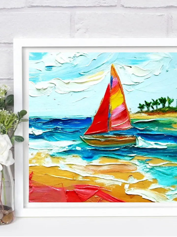 Seascape Laguna Beach Painting Impasto oil Painting Original Art Sailboats California Small Painting Impressionist Art by ArtProkopaloSv