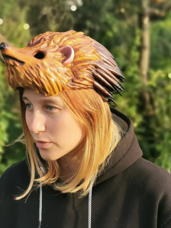 Hedgehog Mask Full Fase, Muzzle Mask, Realistic Animal Mask for Halloween or Cosplay, Kids Mask