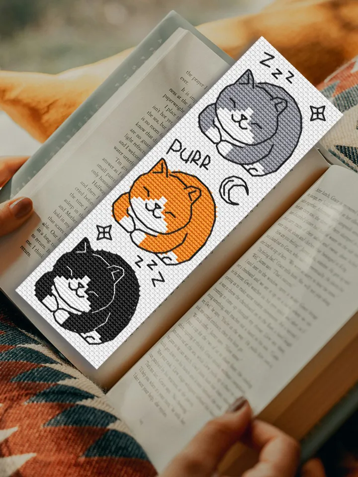 Cross stitch bookmark pattern Sleeping Cats