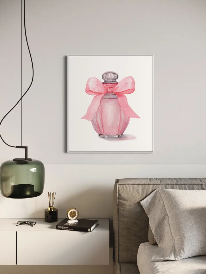 Pink Perfume Bottle Art Print, Fashion Print, Watercolor Painting, Trendy Pop Art, Pink Bedroom Decor, Girls Room Decor, Cute Pretty Blush