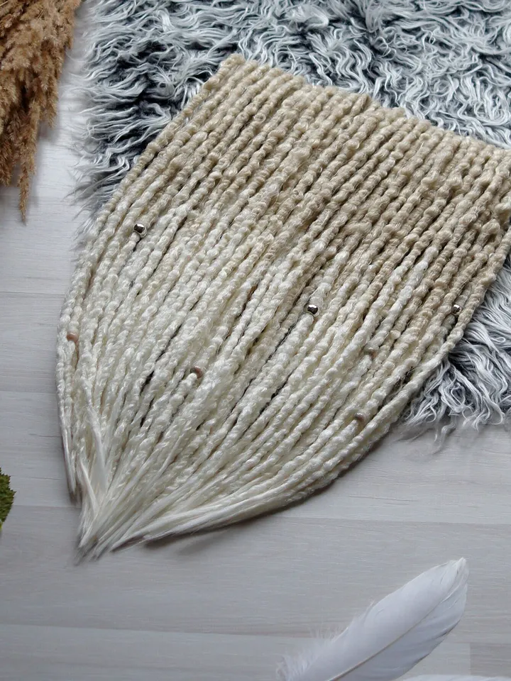 Blonde to White Natural Look Dreadlock Extensions Double or Single Ended Boho Hair Extensions Faux Fake Dreads