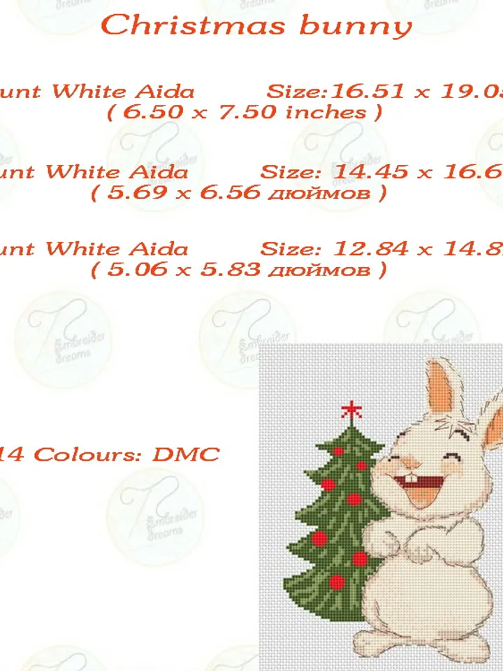Christmas bunny cross stitch pattern pdf, Rabbit embroidery DIY