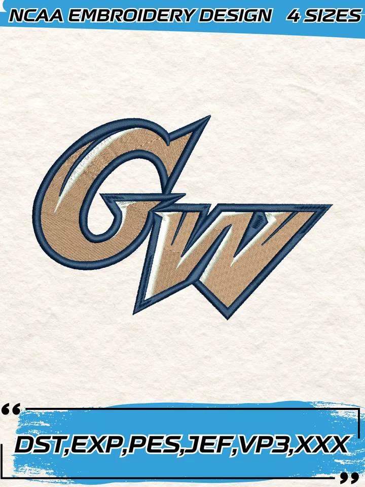 George Washington Colonials Logo Embroidery Design,NCAA Logo Embroidery Design,Machine Embroidery Design File,4 Sizes, Digital Download