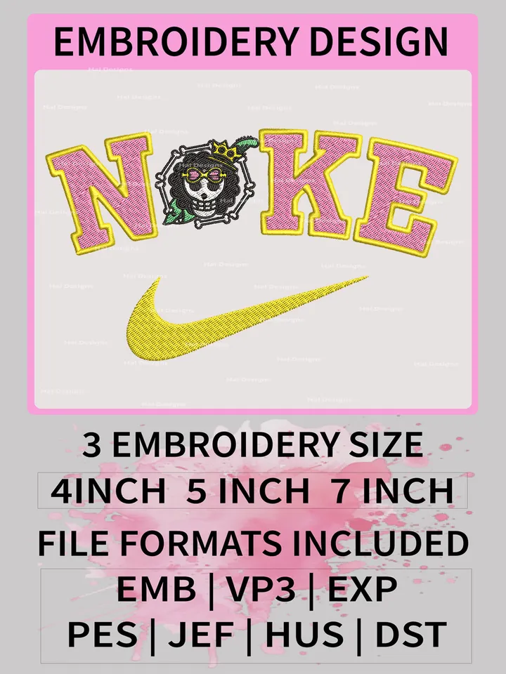 Nike Brook Jolly Roger Machine Embroidery Pattern – One Piece x Nike Embroidery Design ☠️🎸✔️
