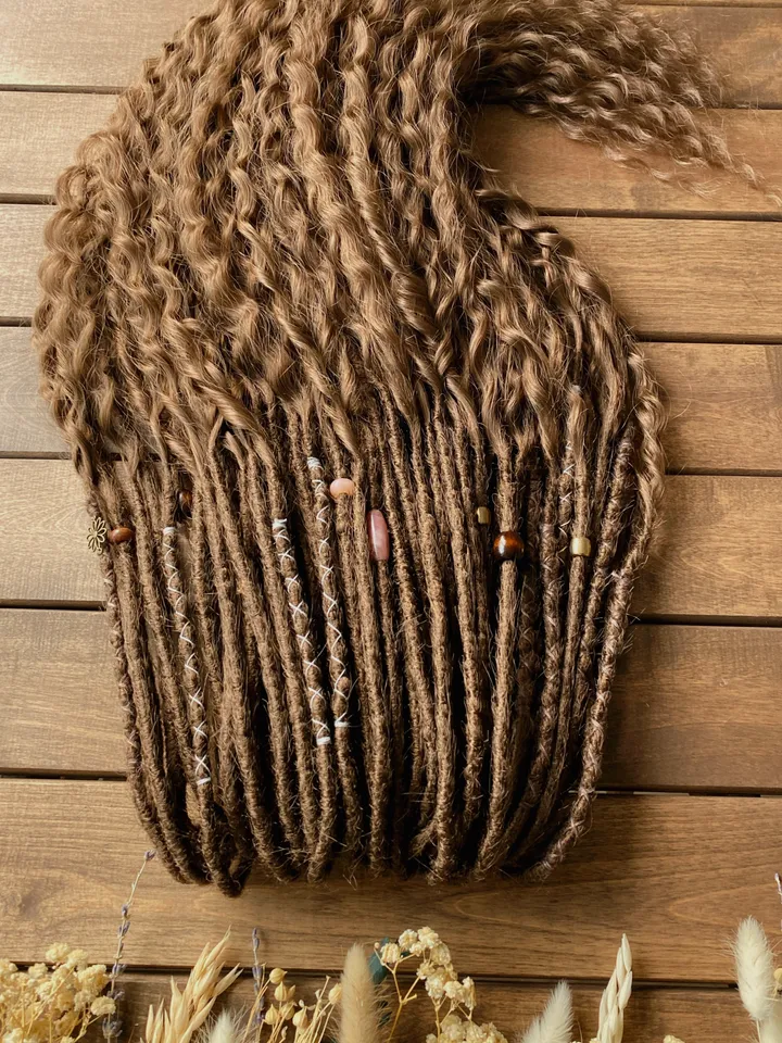 Brown synthetic crochet curly De dreadlocks Ready to Ship